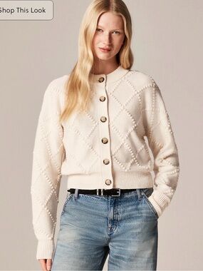 NWT J. Crew Popcorn Stitch Cardigan in Vintage Wool sz M